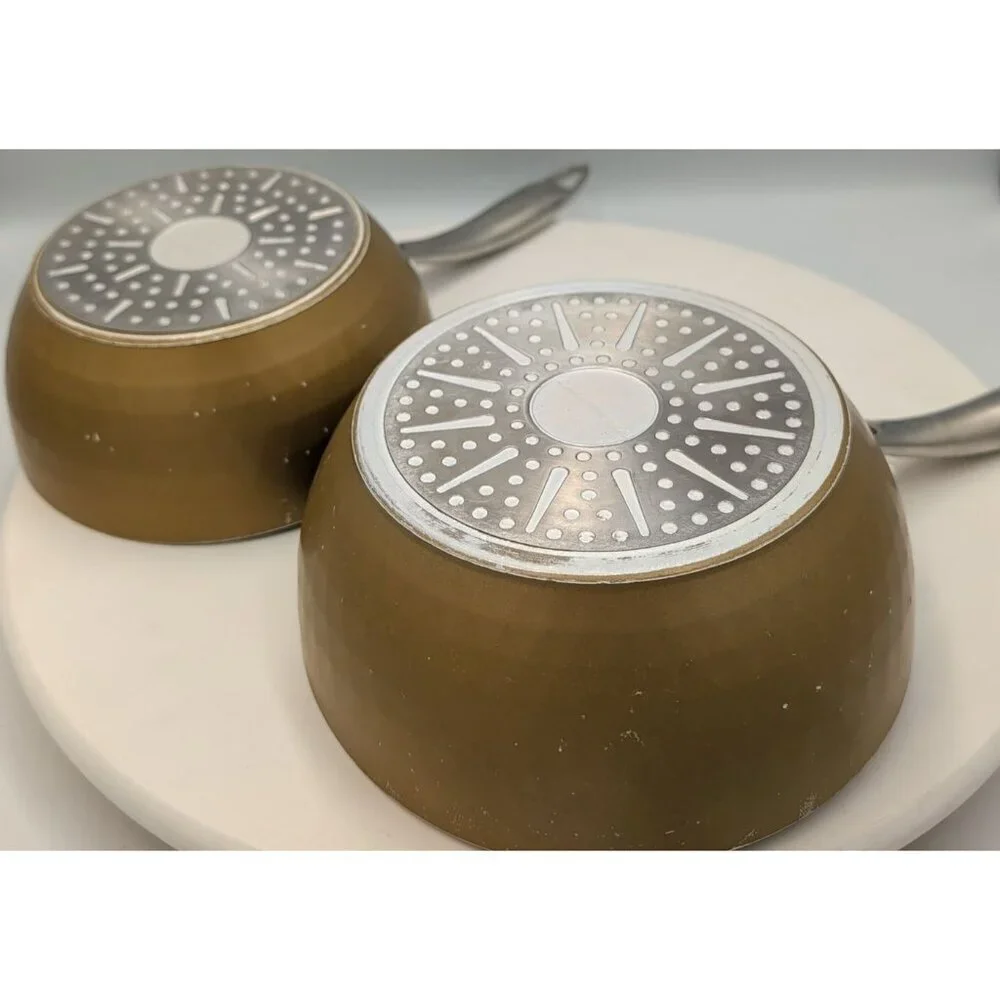 Vintage Lagostina Diamond Collection 16cm & 18cm Saucepans Champagne Retired - Picture 9 of 14